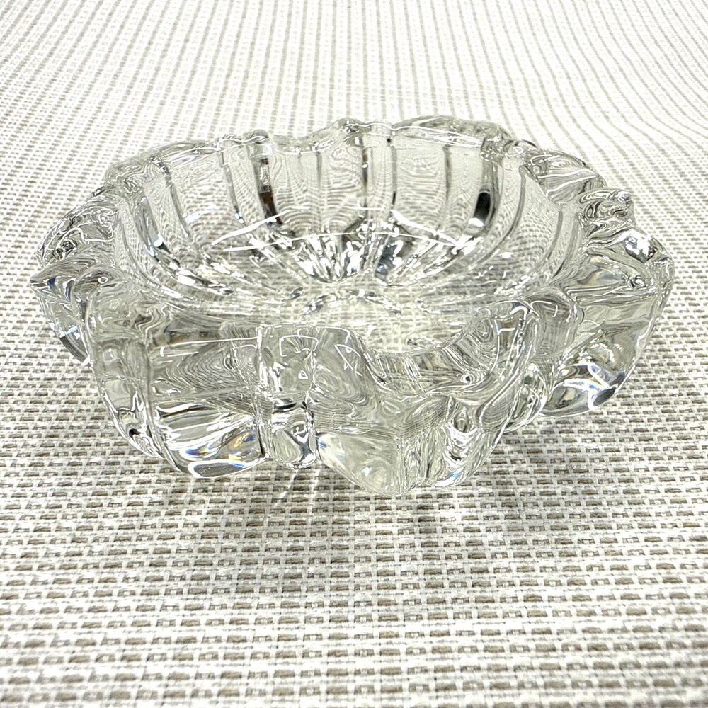 Vintage 3.5" x 1" Cut Glass Floral Ashtray
